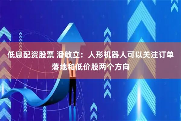低息配资股票 潘敏立：人形机器人可以关注订单落地和低价股两个方向